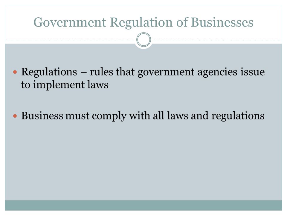 business plan government regulations on business